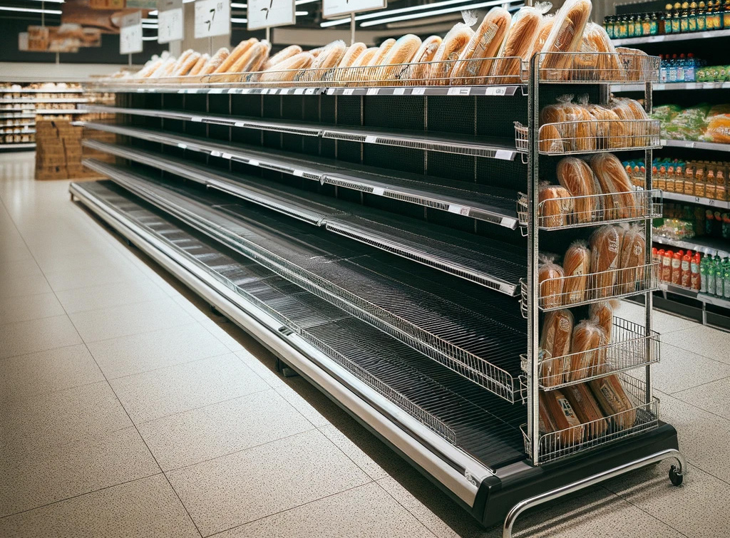 Bread missing from a grocery store