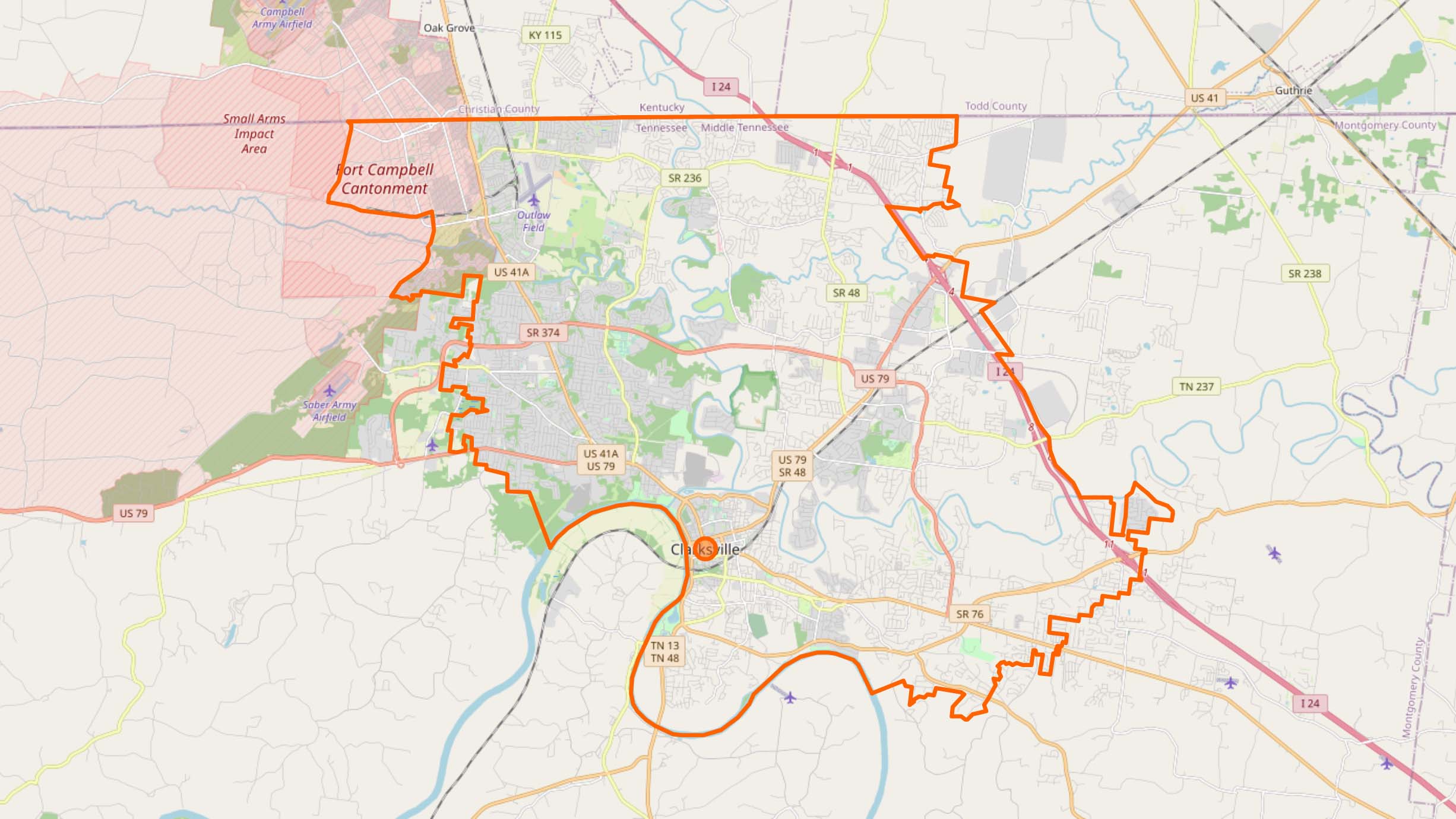 Map of Clarksville, TN