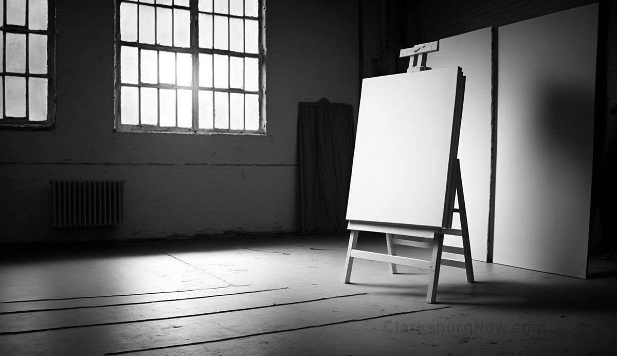 A blank canvas in an empty room